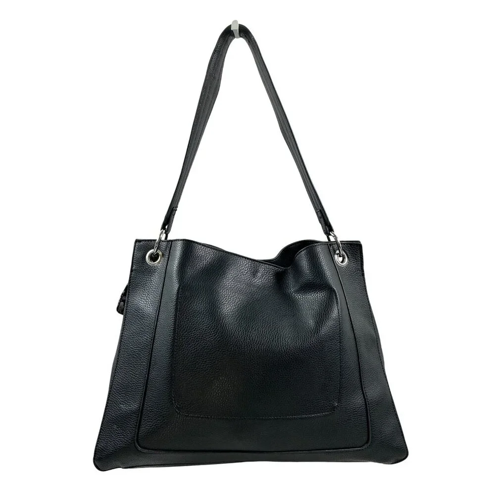 Steve Madden Black Shoulder Bag with Floral Scarf Accent